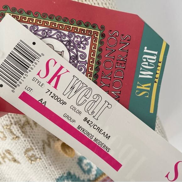 SK Wear Vintage NWTs Mykonos Grecian Gold Coin Metallic Thread Sweater small - Picture 10 of 10